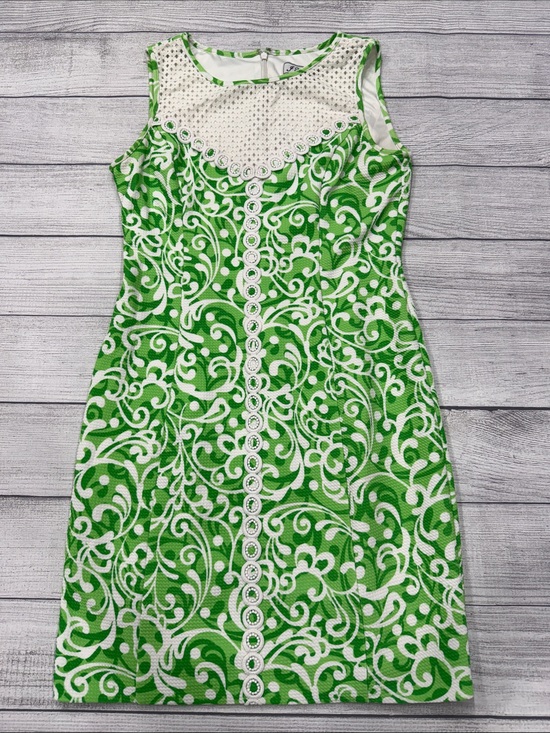 J Howard Dresses & Skirts - J Howard Green White Lace Overlay Sheath Dress Size 8